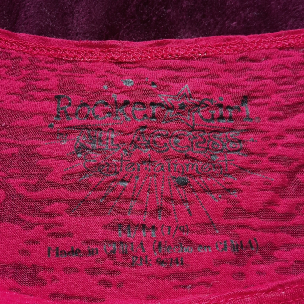 Rocker Girl M (Juniors) Pink Semi-Sheer Crop Top - Picture 4 of 6